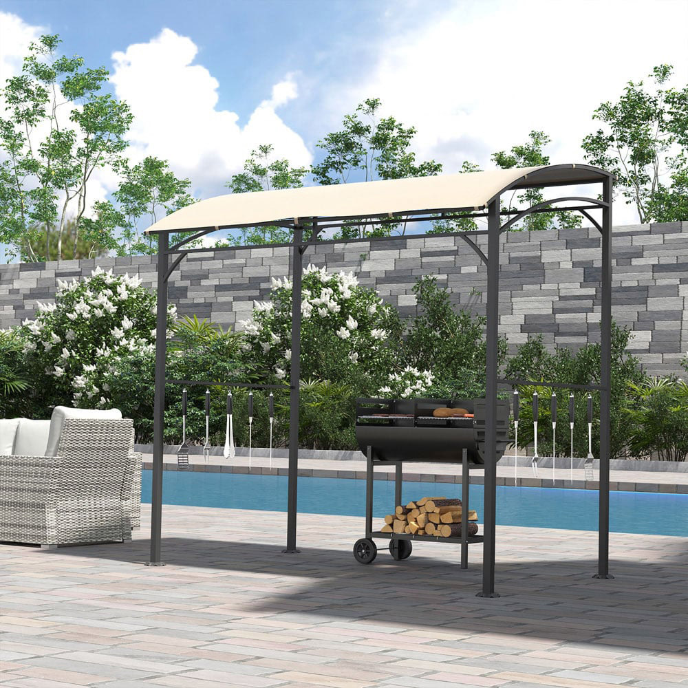Outsunny 2.2 x 1.5m Beige Metal Frame BBQ Grill Gazebo Canopy Image 4