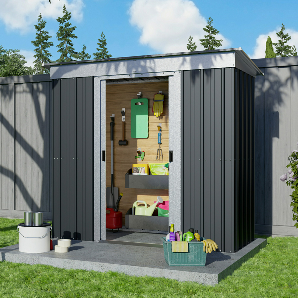 Yardmaster Castleton 8 x 4ft Anthracite Metal Pent Storage Shed Image 2