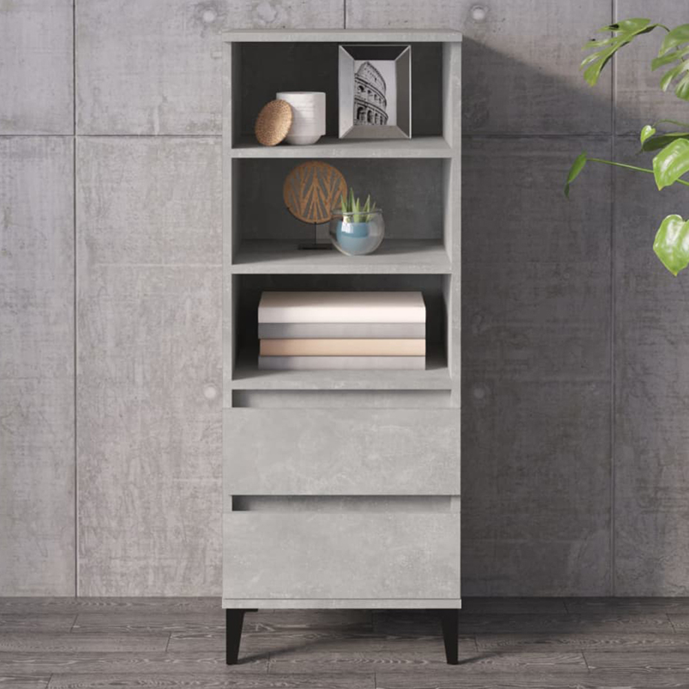 vidaXL 2 Drawer 3 Shelf Concrete Grey Highboard Image 1