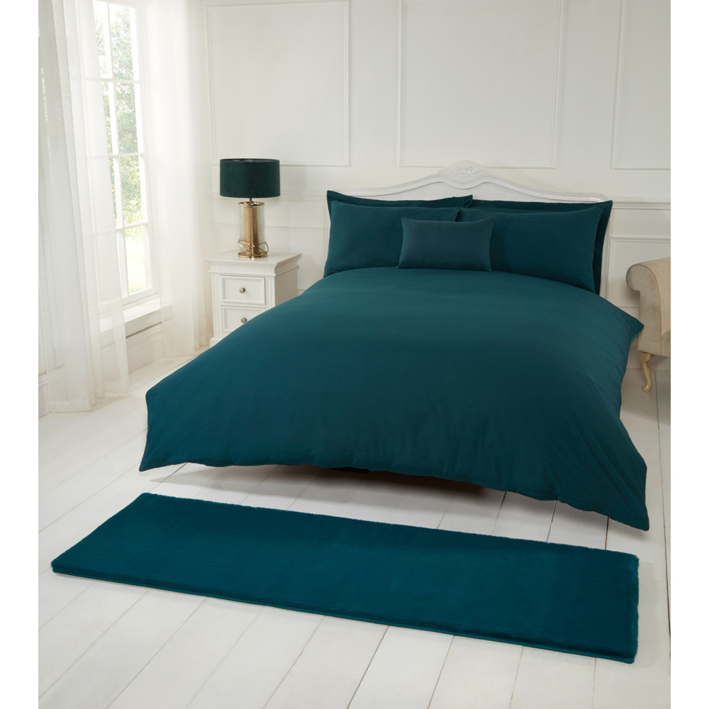 Portland HMC Luxe Teal Faux Fur Rug 60 x 180cm Image 4