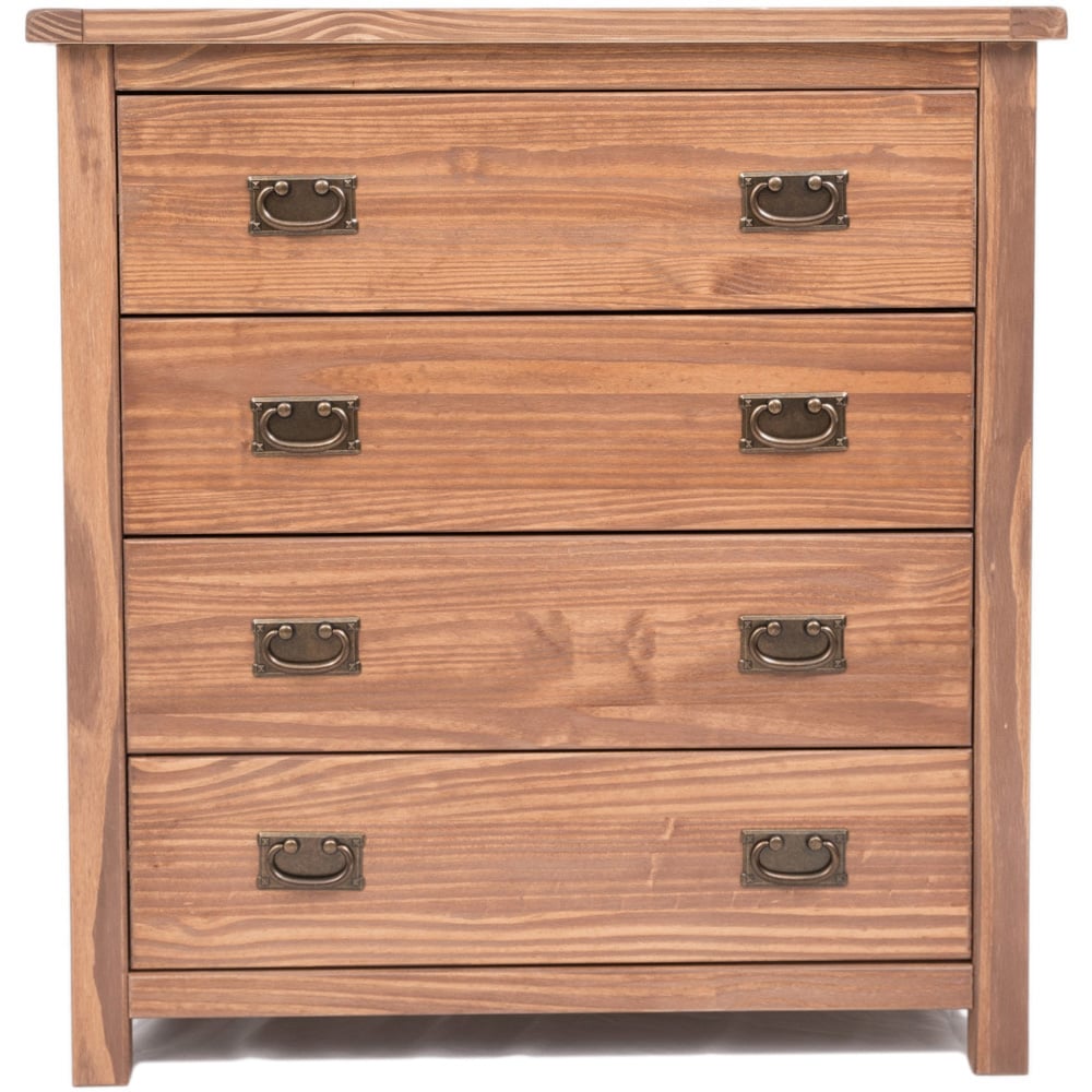 Padua 4 Drawer Light Brown Chest of Drawers with Brass Drop Handles Image 3