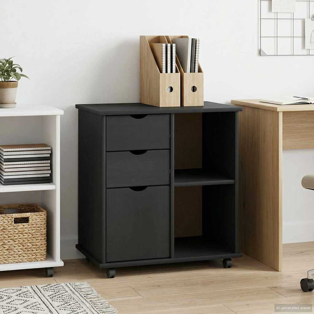vidaXL Single Door 2 Drawer 2 Shelf Grey Rolling Storage Cabinet Image 8