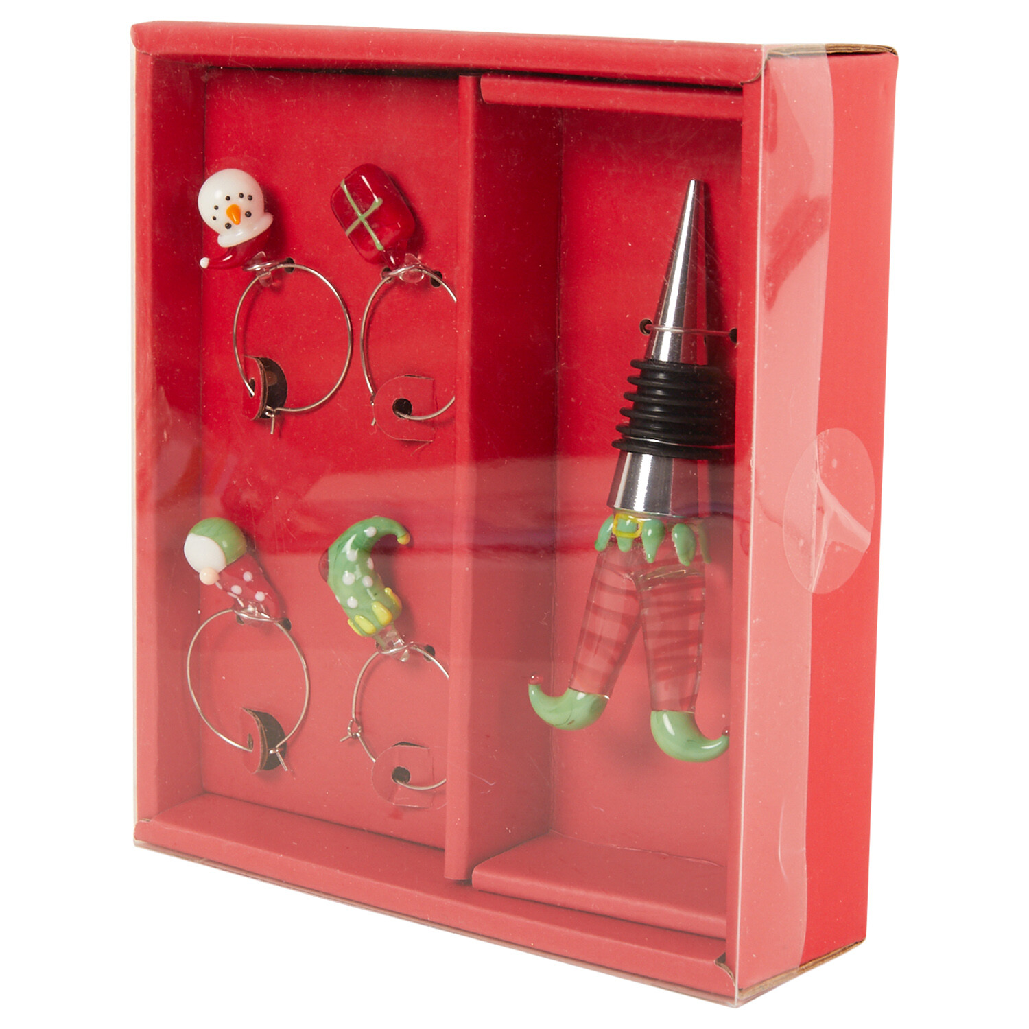 Christmas Wine Stopper and Charms Set - Red Image 4
