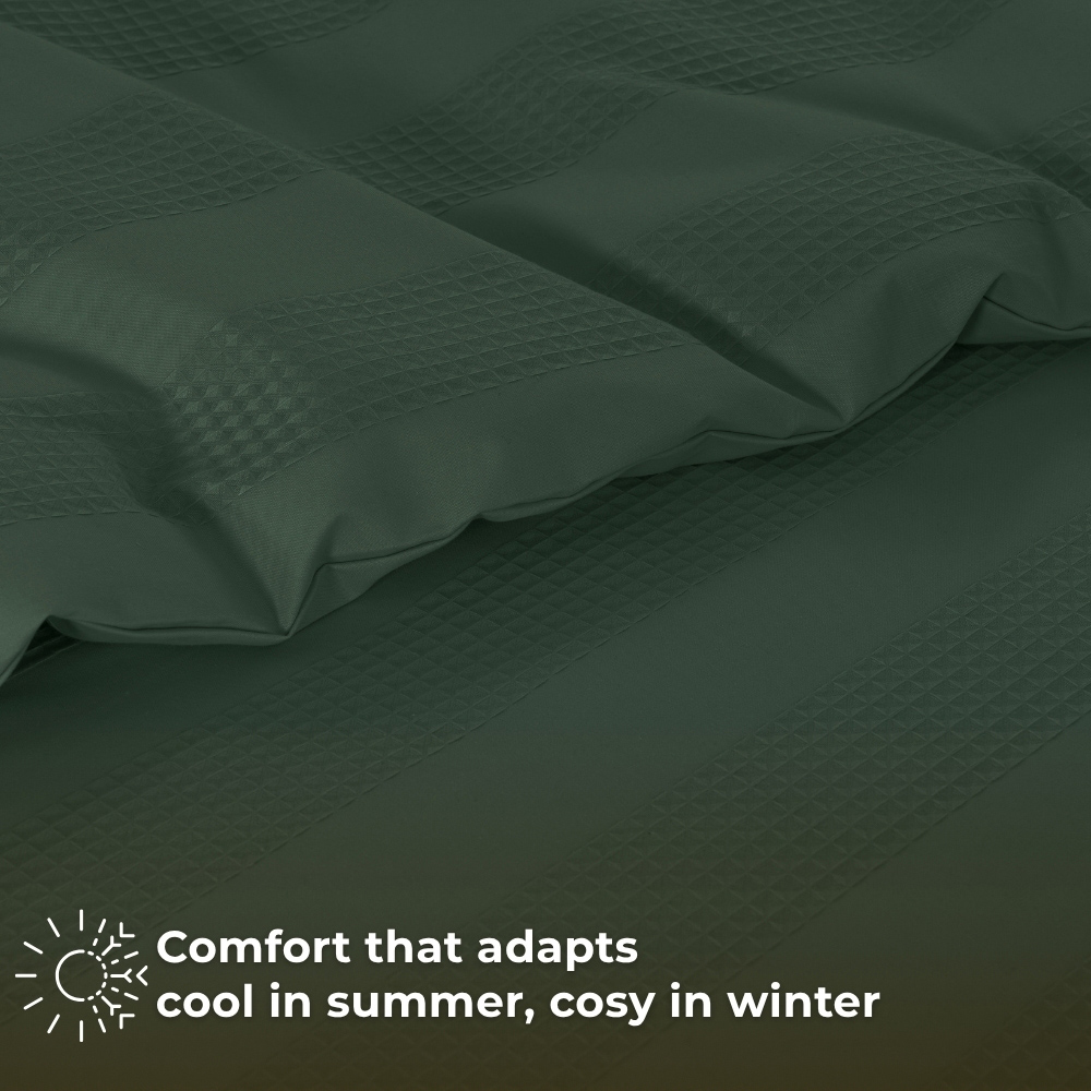 MHG Living Double Turquoise Dobby Waffle Striped Duvet Set Image 5