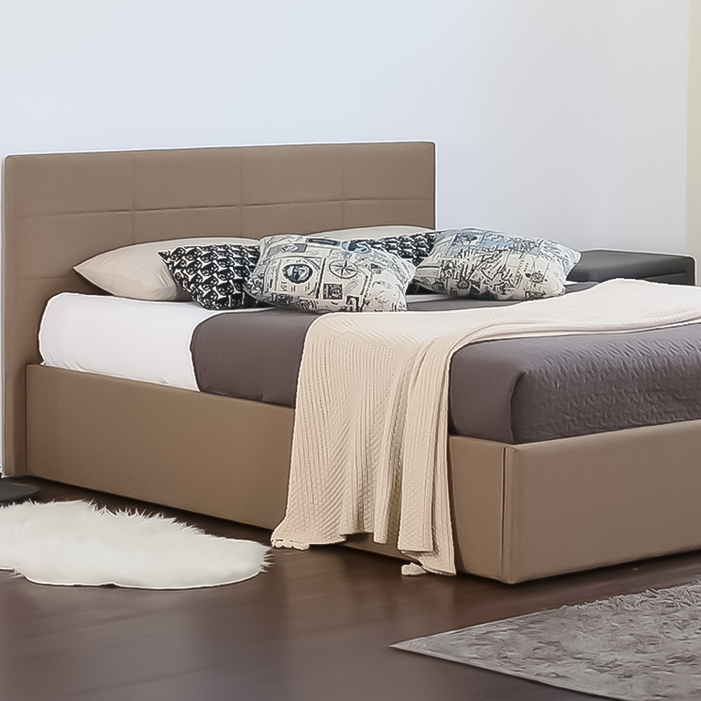 Brooklyn Single Mocha Fabric Gas Lift Ottoman Bed Image 2