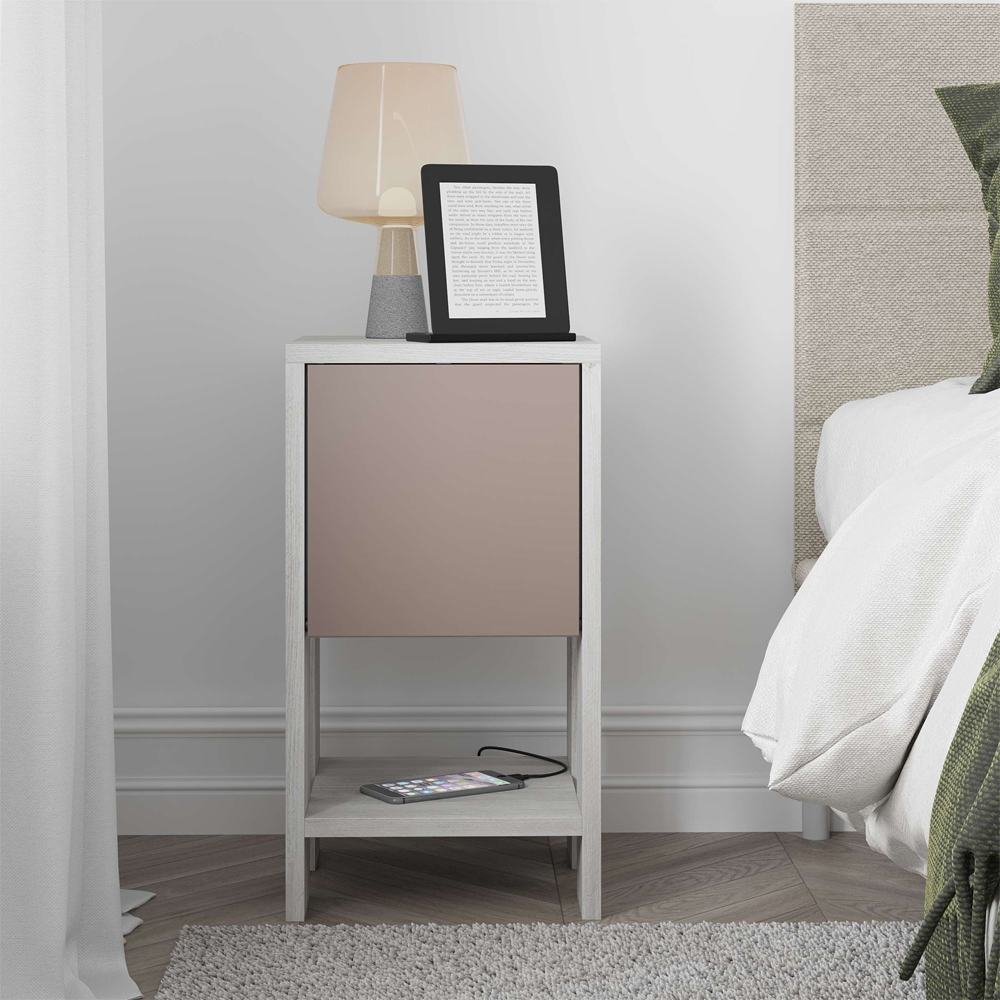 Decortie Ema Ancient White and Mocha Grey Bedside Table Image 4