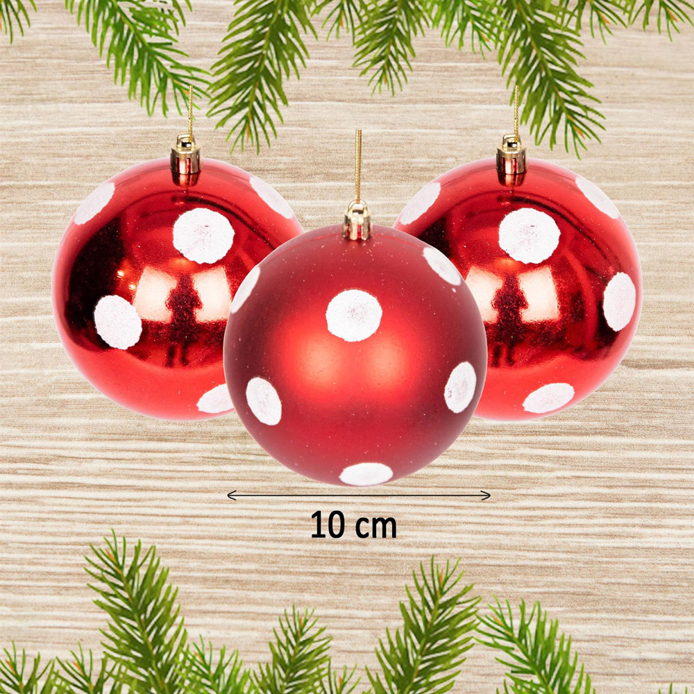 Shatchi Red and White Luxury Bauble 3 Pack Image 3