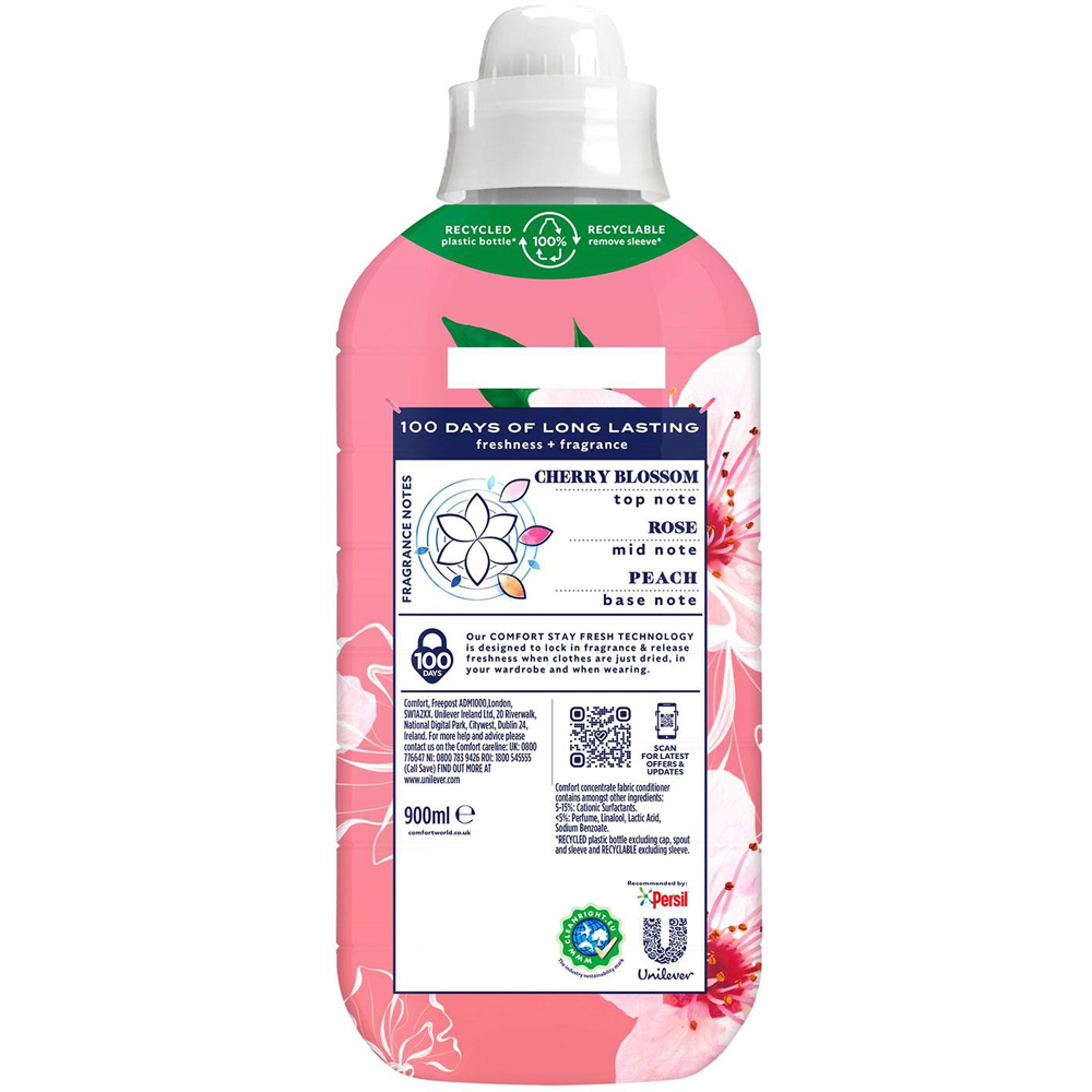 Comfort Creations Cherry Blossom and Sweet Pea Fabric Conditioner 30 Washes 900ml 2 Pack Image 4