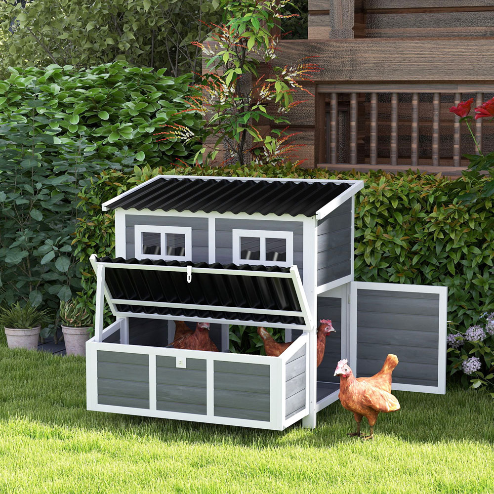 PawHut Wooden Chicken Coop with Nesting Boxes Image 2