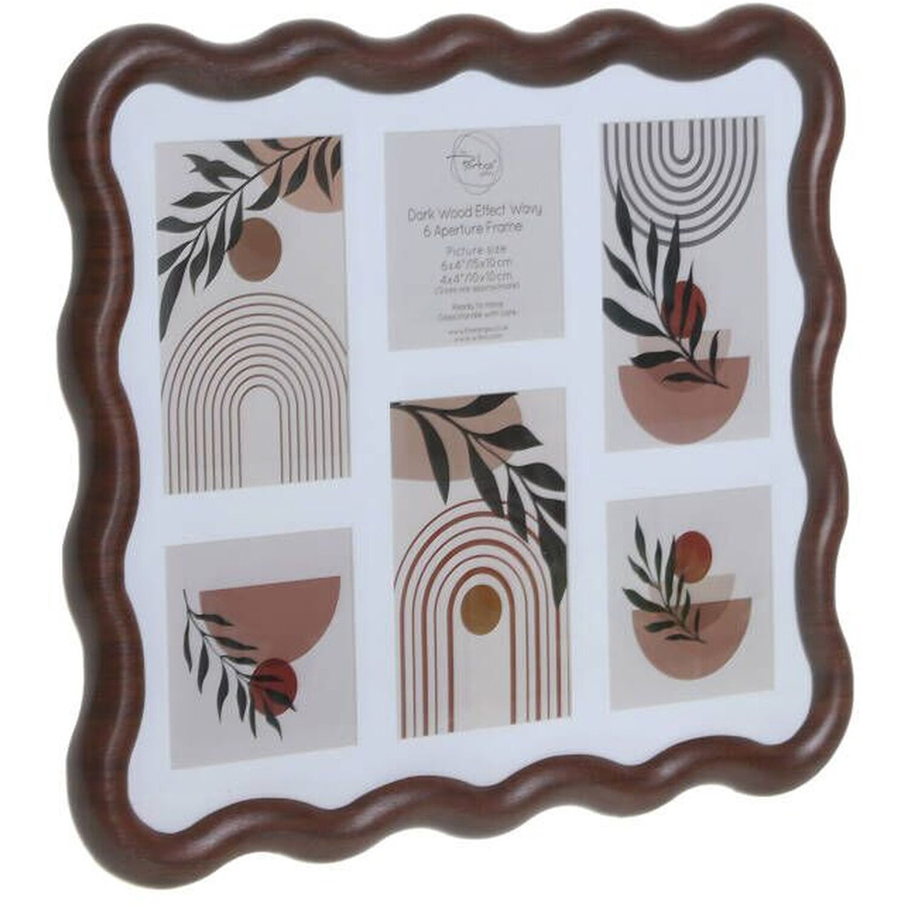 Dark Wood Effect Wavy 6 Aperture Frame Brown Image 3