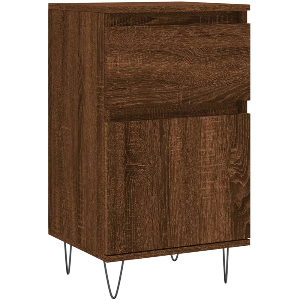 vidaXL Single Door Single Drawer Brown Oak Sideboard Set of 2 Image 2