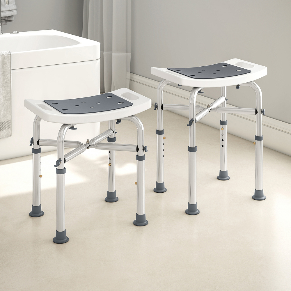 HOMCOM Grey Aluminium Height Adjustable Shower Stool Image 8