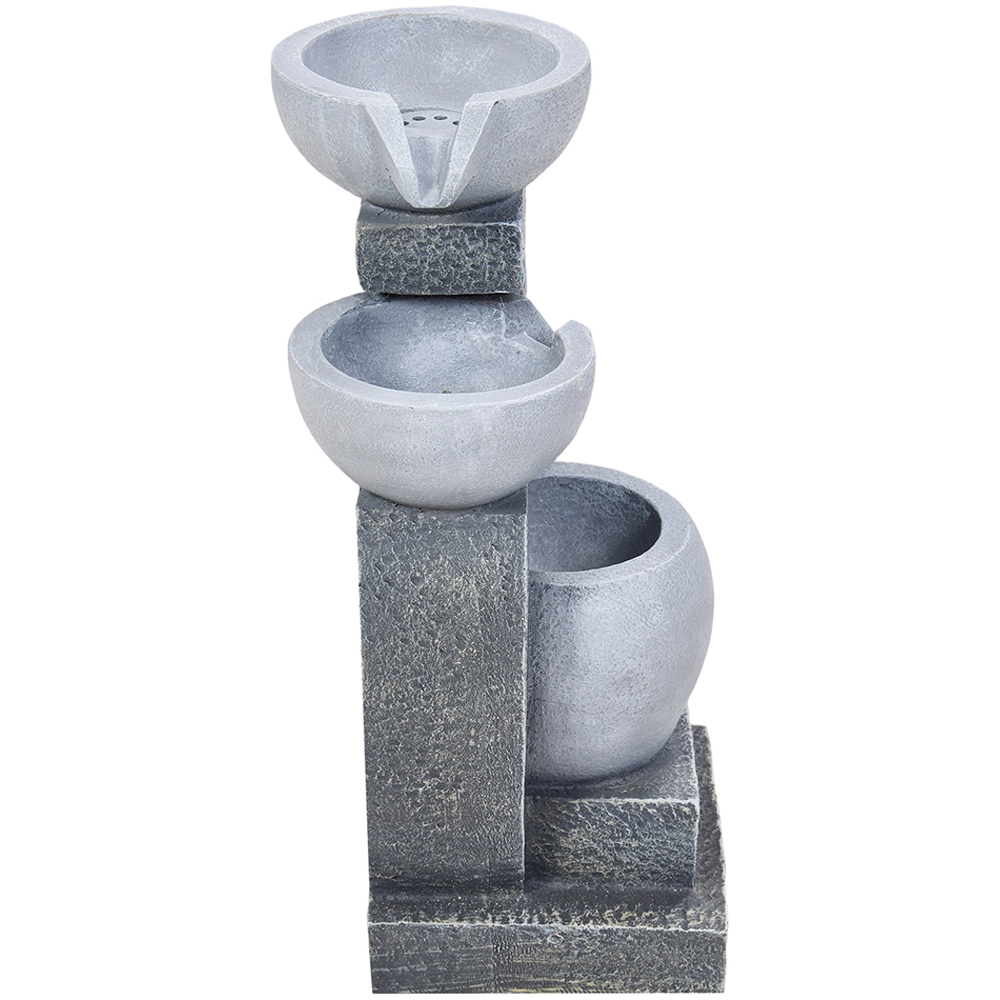 Living and Home 3-Tier Stone Effect Cascading Bowl Solar LED Water Feature Image 2