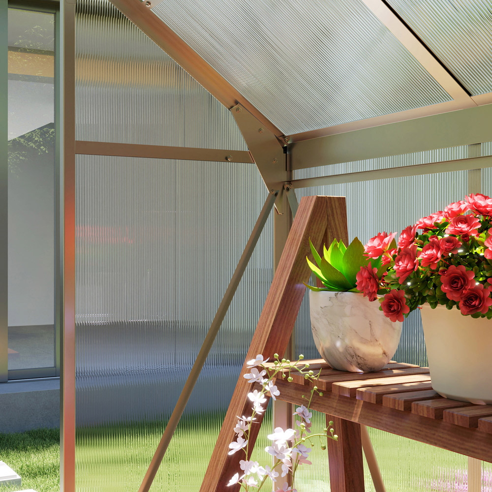 Outsunny Galvanised Aluminium Polycarbonate 6 x 4ft Walk-In Greenhouse Image 4