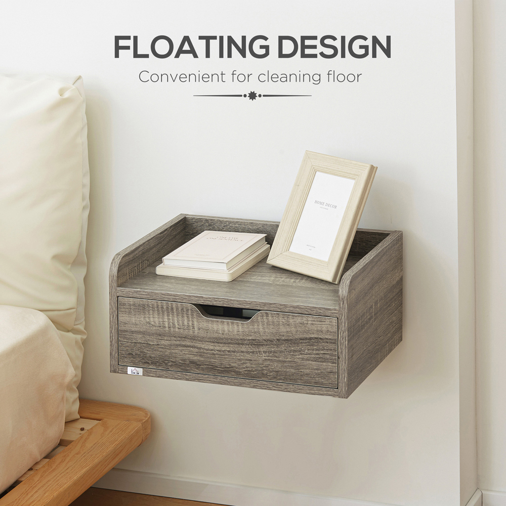 Portland Set of 2 Grey Floating Nightstand Image 6