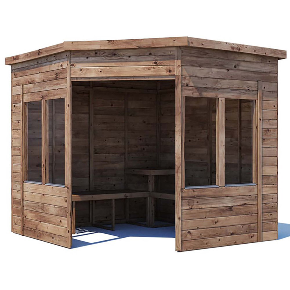 Dunster House Apocallipo 4 Seater 8 x 8ft Brown Corner Arbour with Glazed Panels Image 2