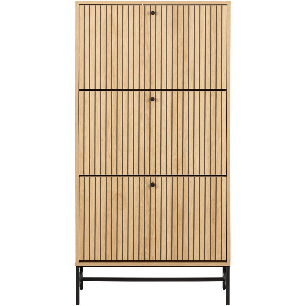 Florence Albany 3 Flip Down Door Oak Shoe Cabinet Image 4