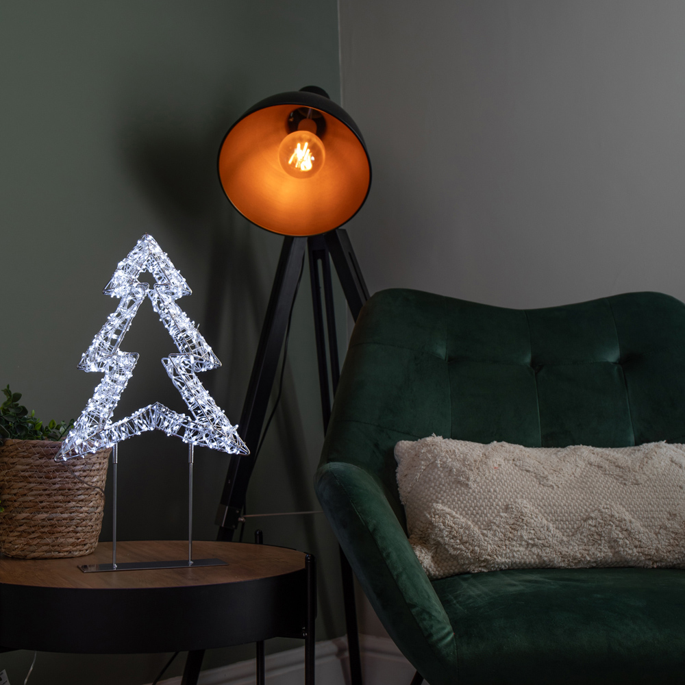 Samuel Alexander 720 White LED Light-Up Twinkling Silver Christmas Tree with Metal Stand 45cm Image 8