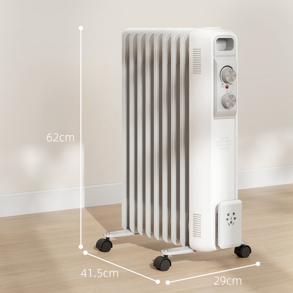 HOMCOM 9 Fin White Oil Filled Heater Radiator 1500W Image 8
