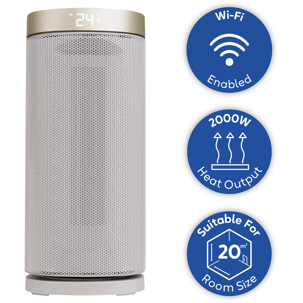 Russell Hobbs RHCTH2001ST-SMT Stone and Gold Round Smart Wi-Fi Enabled Ceramic Heater 2000W Image 8