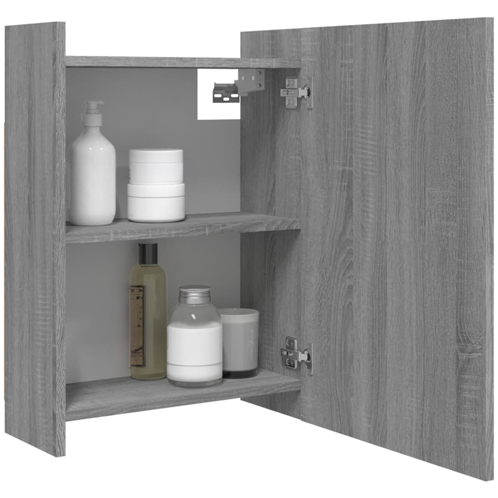 vidaXL Single Door 3 Shelf Grey Mirror Bathroom Cabinet Image 3