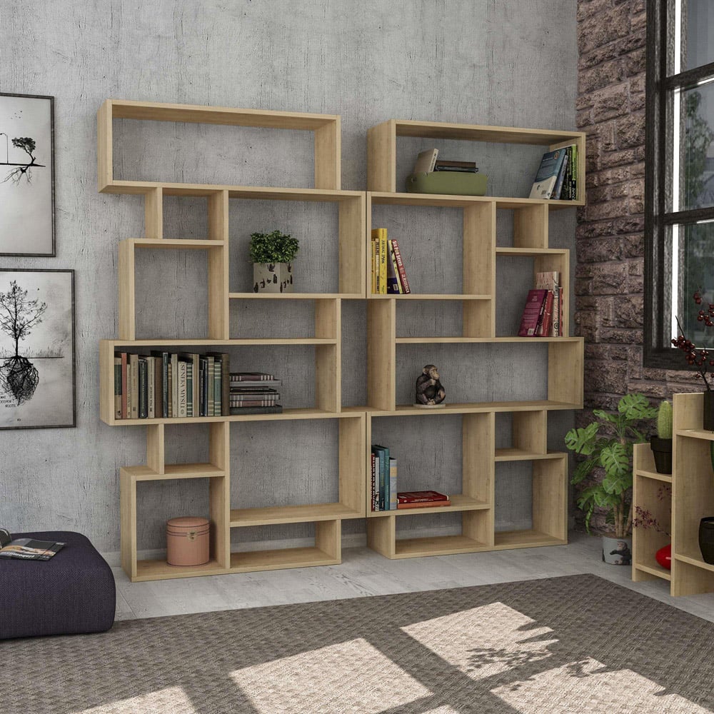 Decortie Karmato 10 Shelf Oak Modern Bookcase Image 3