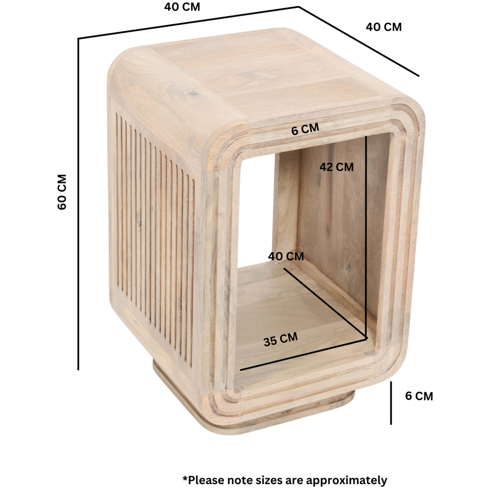 Brooklyn Hudson Single Shelf Carved Mango Wood Side Table Image 7