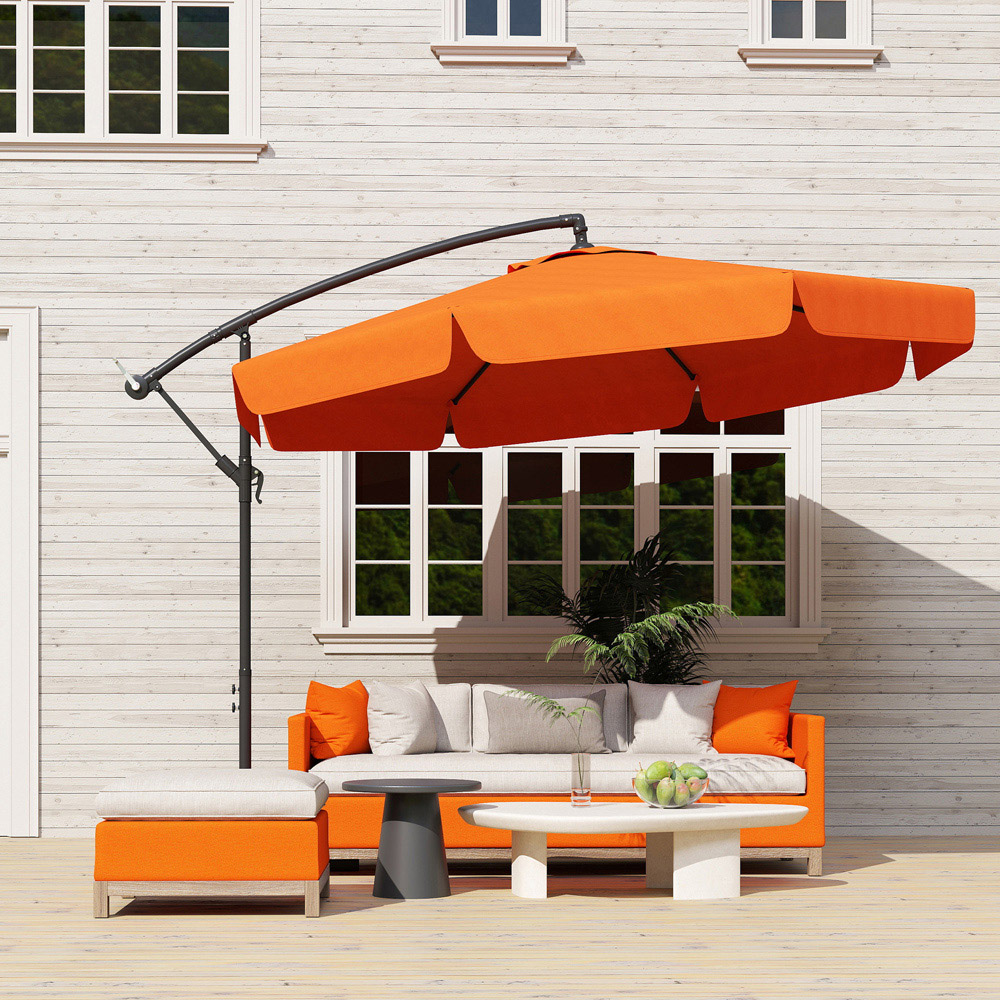 Outsunny Orange Banana Crank and Tilt Cantilever Parasol 2.7m Image 2