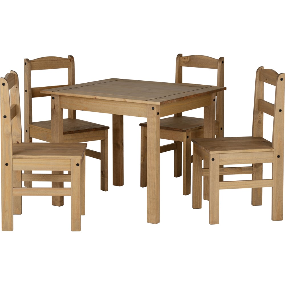 Seconique Panama 4 Seater Dining Set Natural Wax Image 2