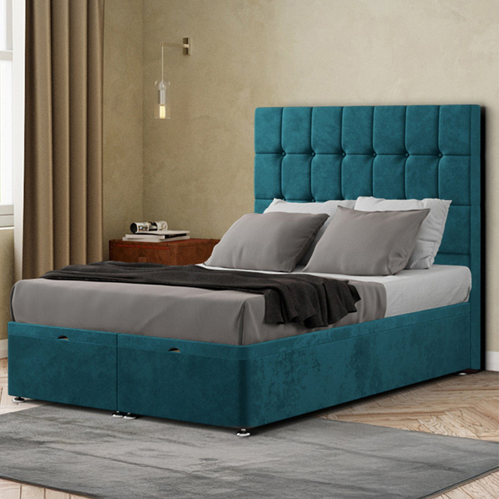 Portland Venezia Super King Emerald Plush Ottoman Bed with Headboard Image 1