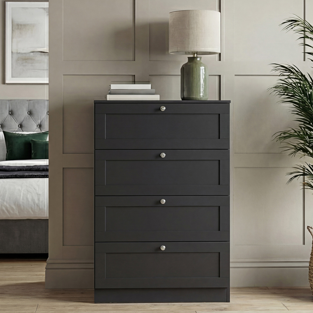 VIDA DESIGNS Altino 4 Drawer Black Shaker-Style Chest of Drawers Image 4