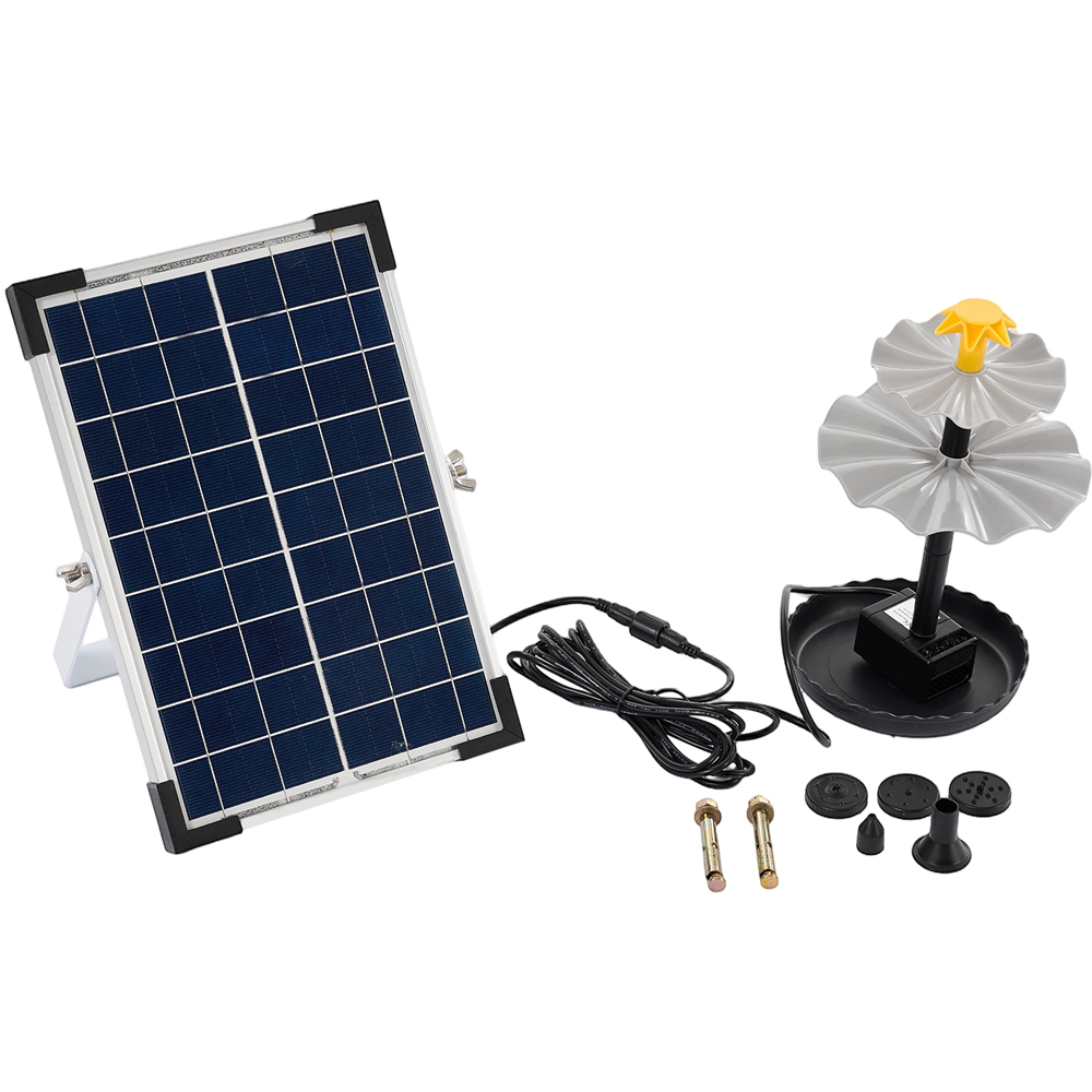 Living and Home 3-Tier Solar-Powered Bird Bath Fountain Water Pump Image 1