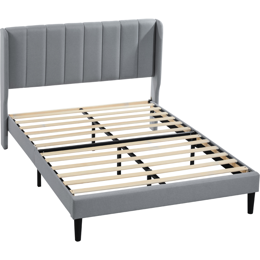 VIDA DESIGNS Vianna King Size Light Grey Linen Fabric Bed Image 2