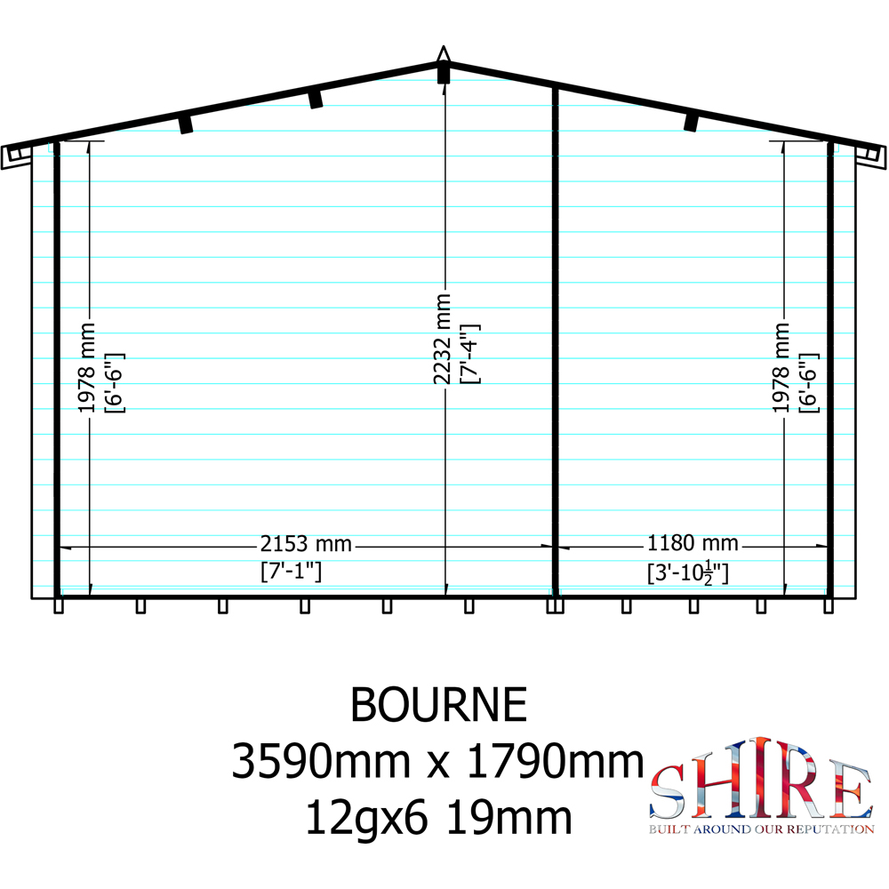 Shire Bourne 12 x 6ft Dual-Purpose Apex Garden Log Cabin with Integral Storage Image 7