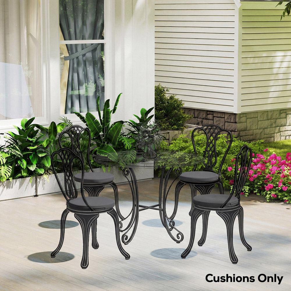 Outsunny Dark Grey Bistro Chair Cushion 41cm 4 Pack Image 2