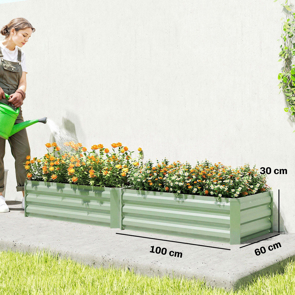 Outsunny Light Green Raised Garden Bed with Metal Stakes Set of 2 Image 9