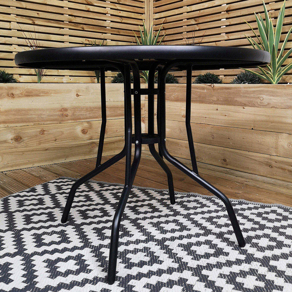 Samuel Alexander 4 Seater Round Outdoor Recliner Dining Set with Black Parasol Image 4