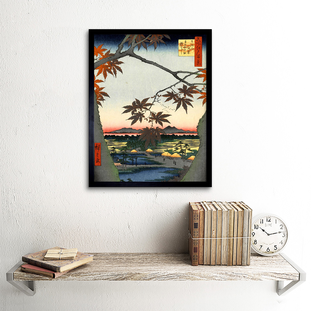 Wee Blue Coo Japanese Woodblock Maple Tree Mountains Painting Framed Wall Art Print 30 x 41cm Image 2