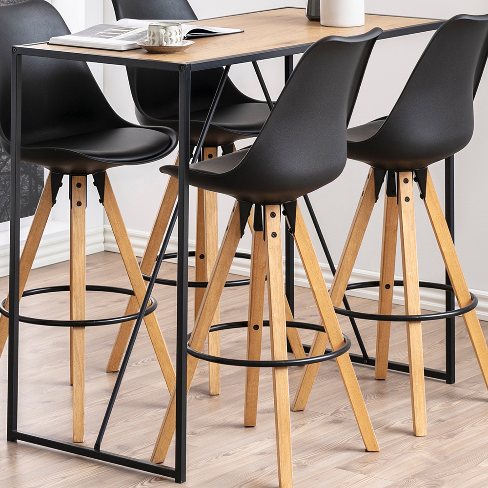 Florence Seaford Oak Top Black Metal Bar Table Image 1