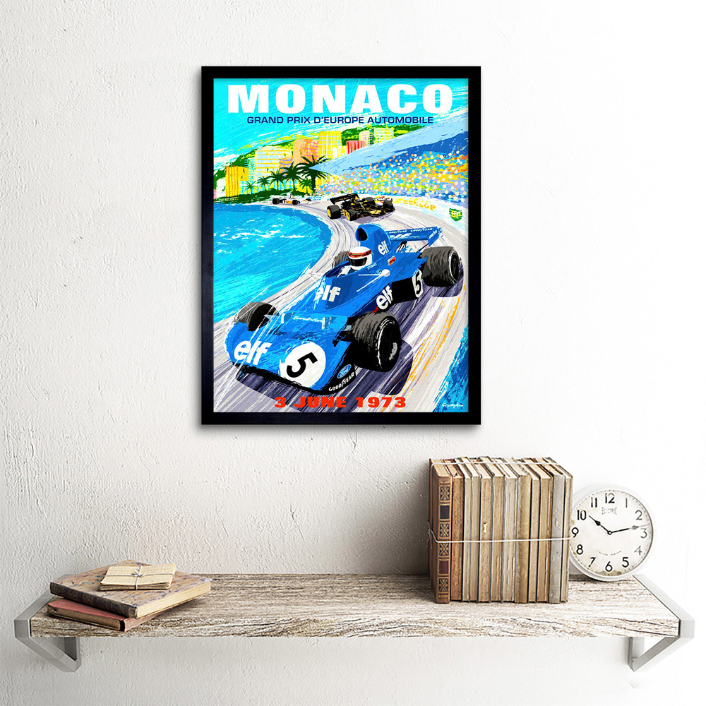 Wee Blue Coo Vintage Monaco Grand Prix 1973 Motor Sport Advert Framed Wall Art Print 30 x 41cm Image 2