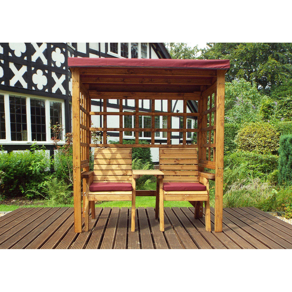 Charles Taylor Henley 2 Seater Arbour with Burgundy Roof Cover Image 4