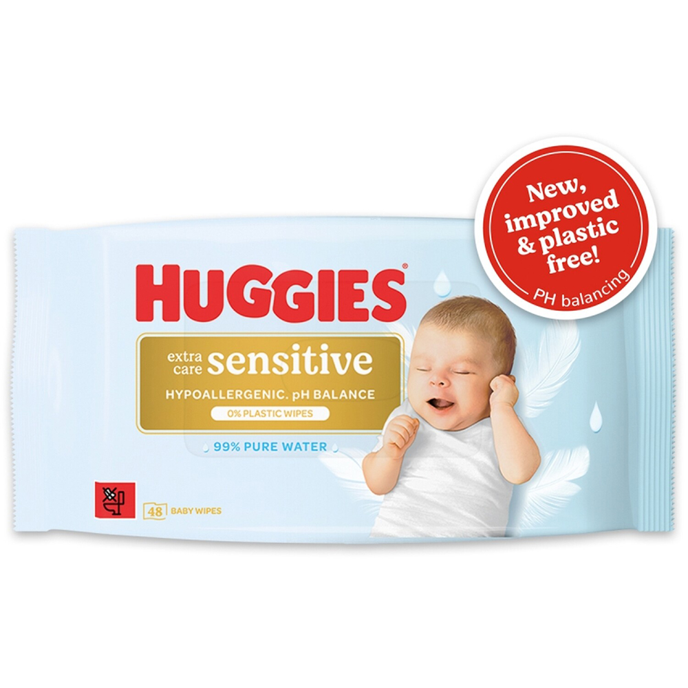 Pack of 48 Huggies Extra Sensitive Baby Wipes Image 2