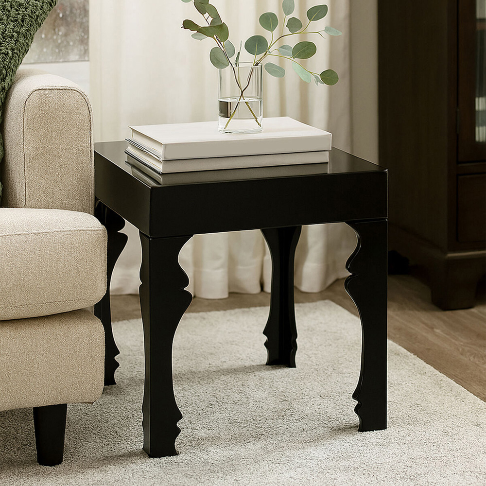 Premier Housewares Black High Gloss Wooden Side Table Image 4