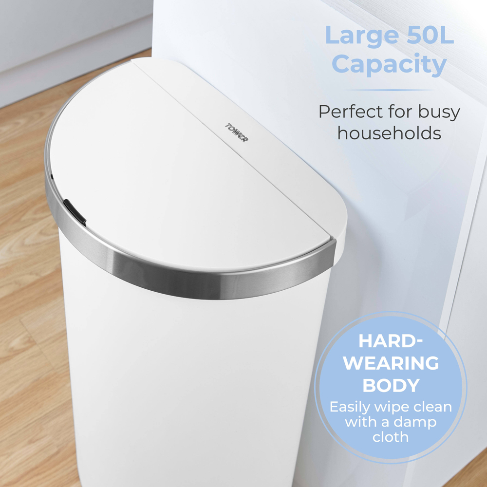 Tower White Curved ABS Sensor Bin 50L Image 5