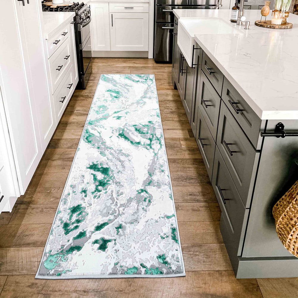 Desire Rugs Picasso Aqua Waterflow Abstract Rug 60 x 220cm Image 2