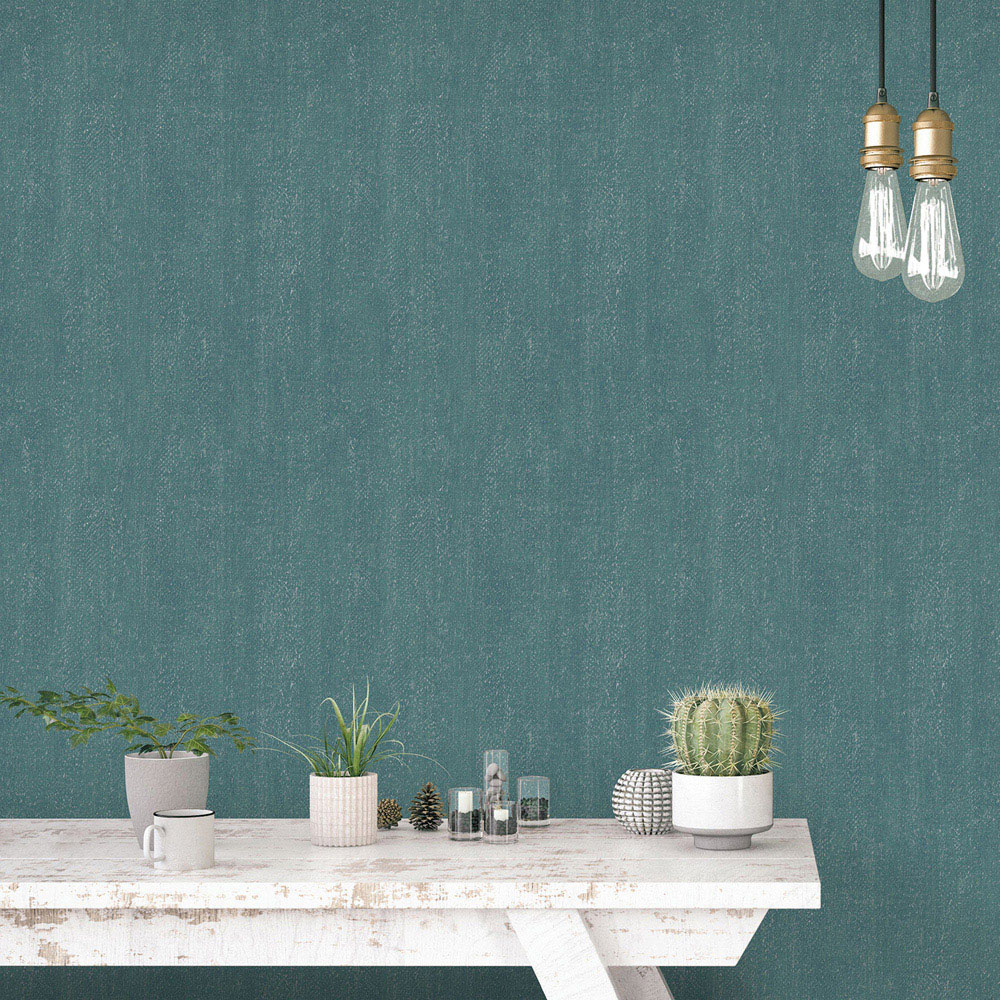 Galerie Ambiance Semi Plain Teal Wallpaper Image 2