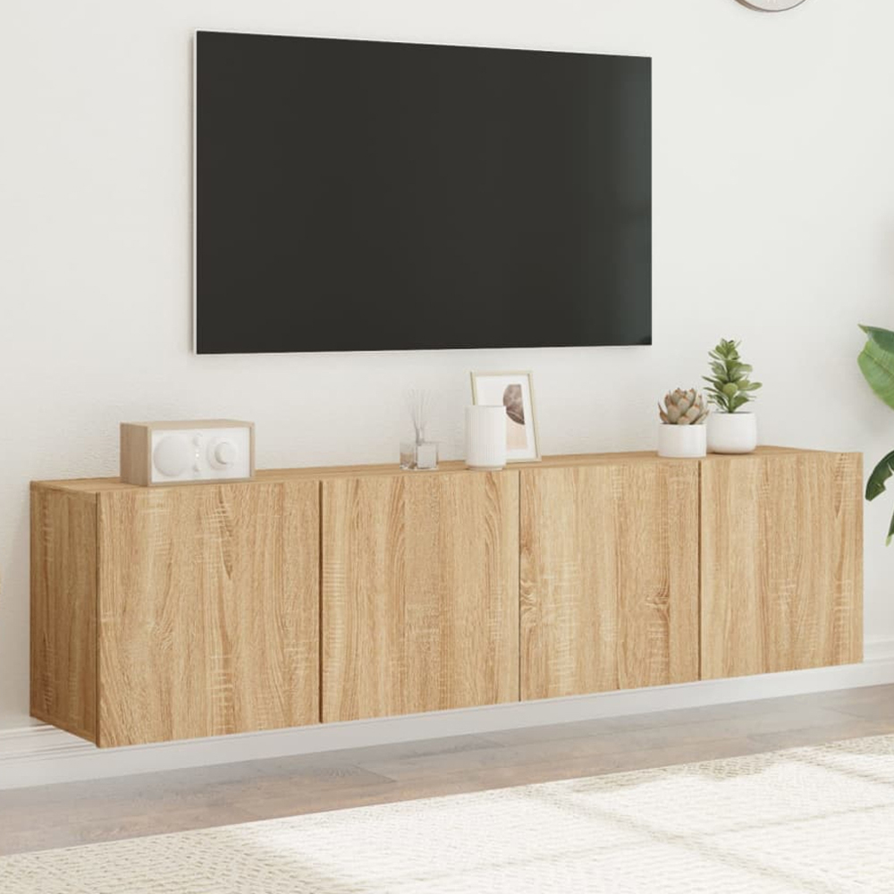 vidaXL 2 Door Sonoma Oak Wall Mounted TV Cabinet Set of 2 Image 1
