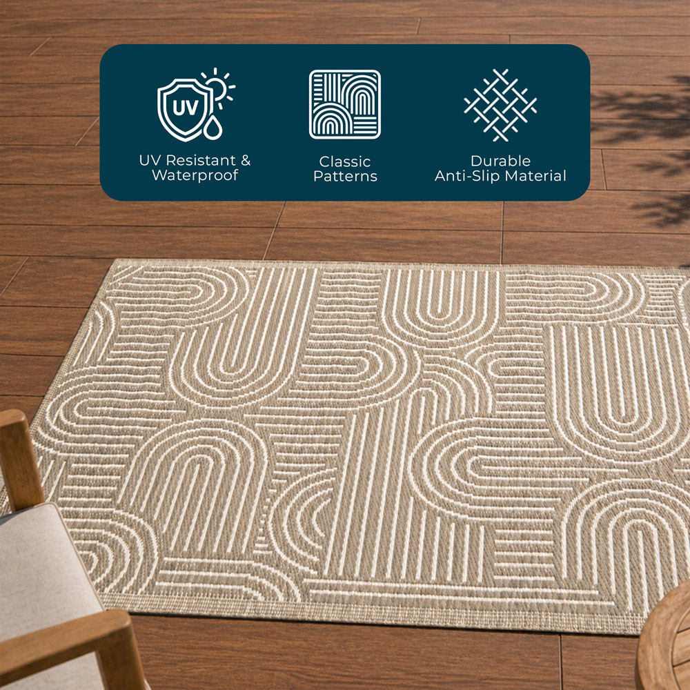 Jack Stonehouse Beige Arch Waterproof Anti-Slip Outdoor Rug 120 x 180cm Image 3