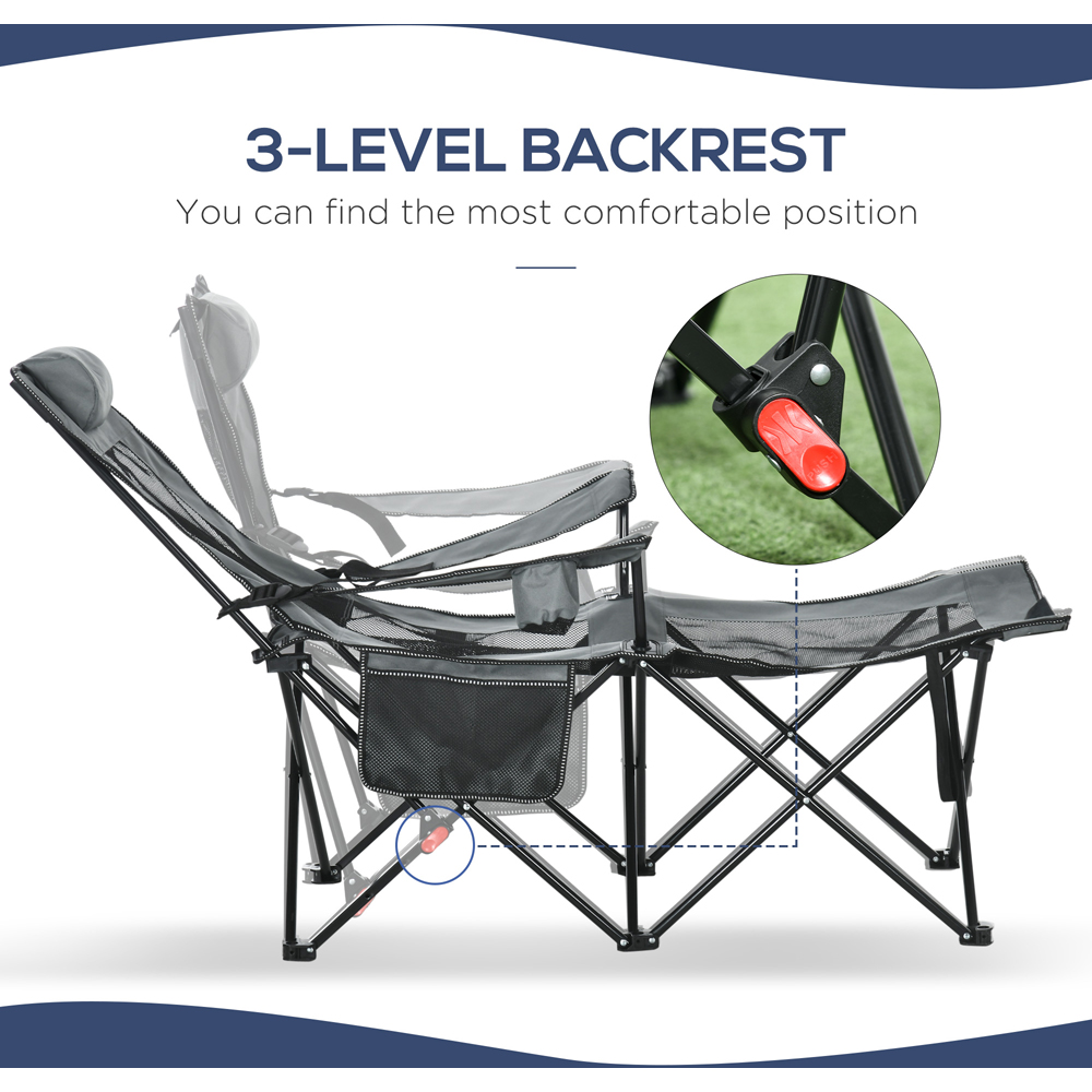 Outsunny Grey 3 Level Adjustable Folding Sun Lounger Image 5