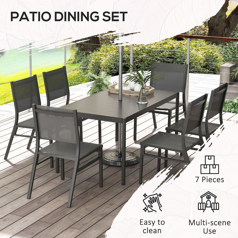Outsunny 6 Seater Black Steel Garden Dining Set Image 4